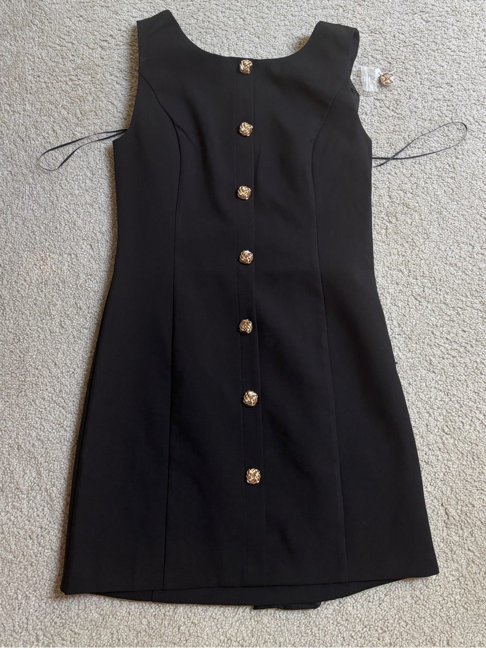 Vici Black Mini Dress with Gold Button Front